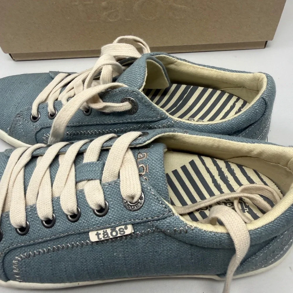 Taos Star Lake Blue Hemp Canvas Sneakers Womens 7 STA-12844 Low Top Shoes